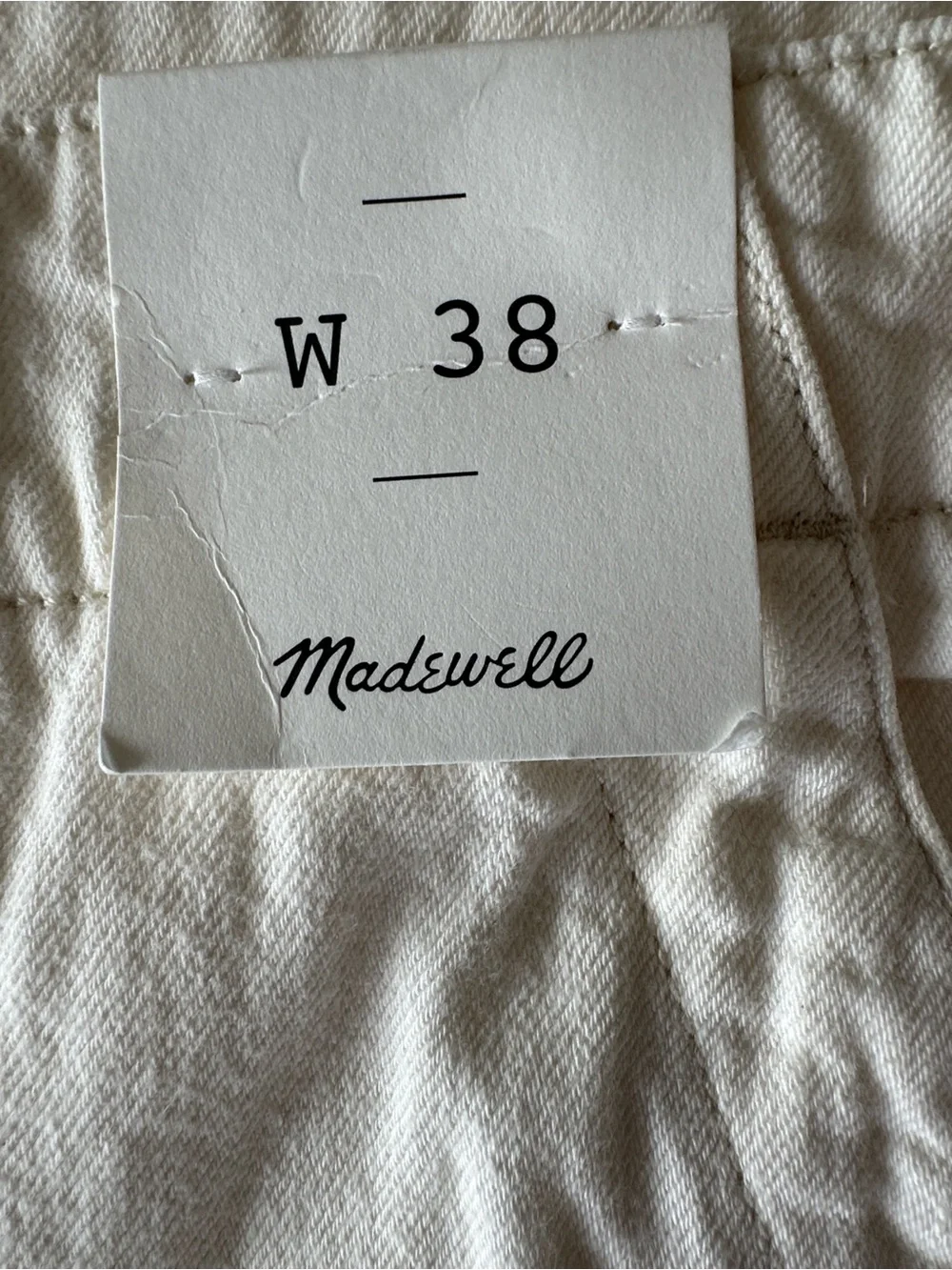 NEW MADEWELL Patch Pocket Jeans in Summer Denim Relaxed Ecru Cream Wash Size 38